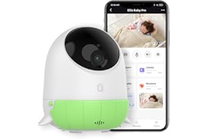 ELLIE BABY PRO Ellie Baby Monitor with Camera and Audio, Face Covered Alert, AI Cry Soothing Lullaby, 2K HD Camera, Auto Photo Capture, Infrared Night Vision, Sleep Analysis, Temp& Humidity Detection