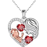 Iefil New Mom Gifts - 925 Sterling Silver Double Birthstone Necklace for Women, New Mom Gift, First Mothers Day Gifts Jewelry