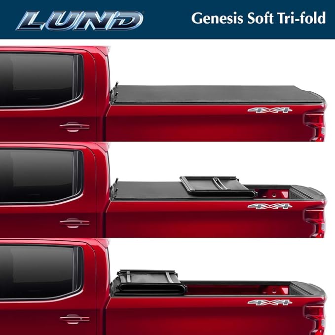 Amazon Com Lund Genesis Tri Fold Soft Folding Truck Bed Tonneau Cover 95080 Fits 2004 2012 Gm Chevy Canyon Colorado 5 1 Bed 61 1 Automotive