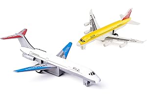 ATOMDREAM TECH Airplane Toys, Metal and Plastic Plane Pull Back Airplane Toys for 3 4 5 6 Years Old Boys Girls, Die Cast Aircraft Plane Models, Kids' Play Vehicles Aeroplane Airplanes for Birthday Gifts (2 pack)