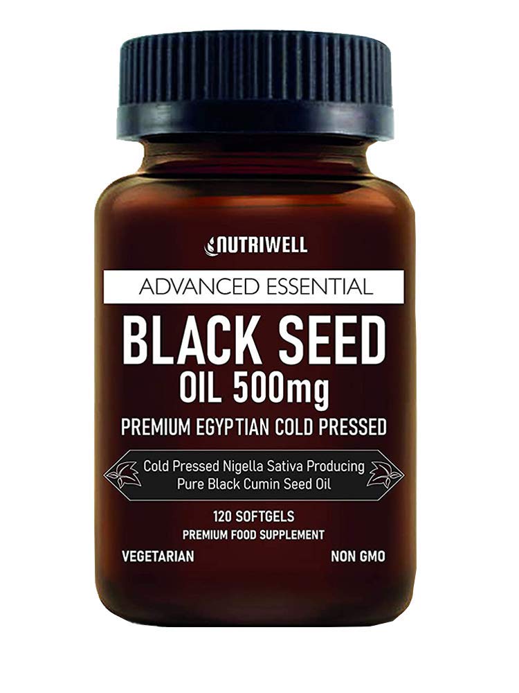 Black Seed Oil Softgel 120 Vegetarian Capsules 500mg - Non GMO - Cold Pressed Nigella Sativa Producing Egyptian Black Cumin Seed Oil, Vegan & Vegetarian – Made by Nutri Well in UK