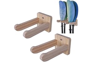 LINGVUM 2PCS Kayak Paddle Rack Paddle Storage Rack Wall Mount Holder with Grooves for Kayak/Sup/Canoe/Dragon Boat Paddles, Wooden