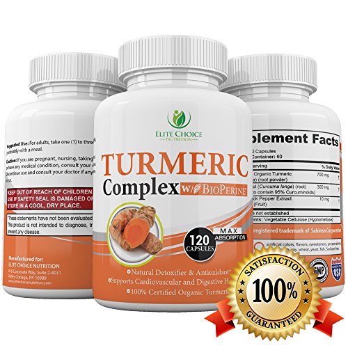 Turmeric Curcumin with Bioperine® up to 2000% better Absorption – Organic Non GMO! Anti-Aging Antioxidant, Anti-Inflammatory - 95% Standardized Curcuminoids - Immune Digestive & Cardiovascular Support