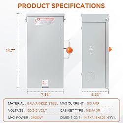 100A Generator Transfer Switch,24000W General-Duty