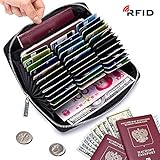 Credit Card Wallet Soft Leather RFID Blocking Card holder Case Zipper Purse Handbag for Women or Men