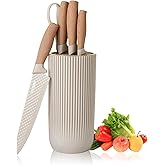 Kitchen Knife Set, 6-Pieces Khaki Sharp Knife Set for Kitchen, Non-Stick Non-Slip Stainless Steel Chef Knife Set with Univers