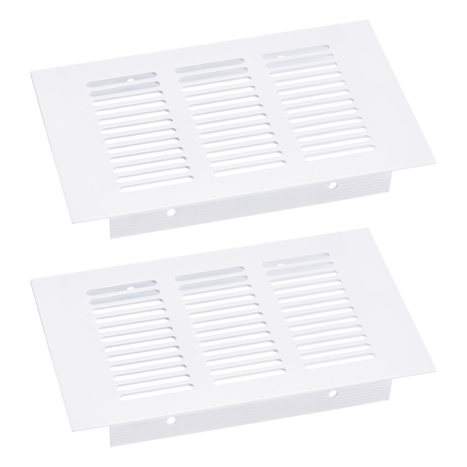 uxcell Air Vents Cover, 2Pcs 150 x 80mm - Aluminum Alloy Mesh Air Return Vent Cover, Rectangle Louvered Ventilation Grille for Shoe Cabinet Wardrobe (White)