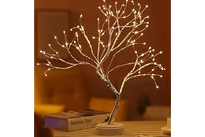 Yiliaw 20" Tabletop Bonsai Tree Light, 108 LEDs Warm White Fairy Lights, DIY Artificial Tree Lamp for Bedroom Desktop Christmas Halloween Room Decor
