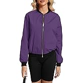 Argstar Women's Bomber Jacket Lightweight Casual Windbreaker with Pockets S-XXL