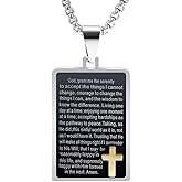 Jude Jewelers Stainless Steel Chrisitian Cross Bible Verse Serenity Prayer Religious Pendant Necklace