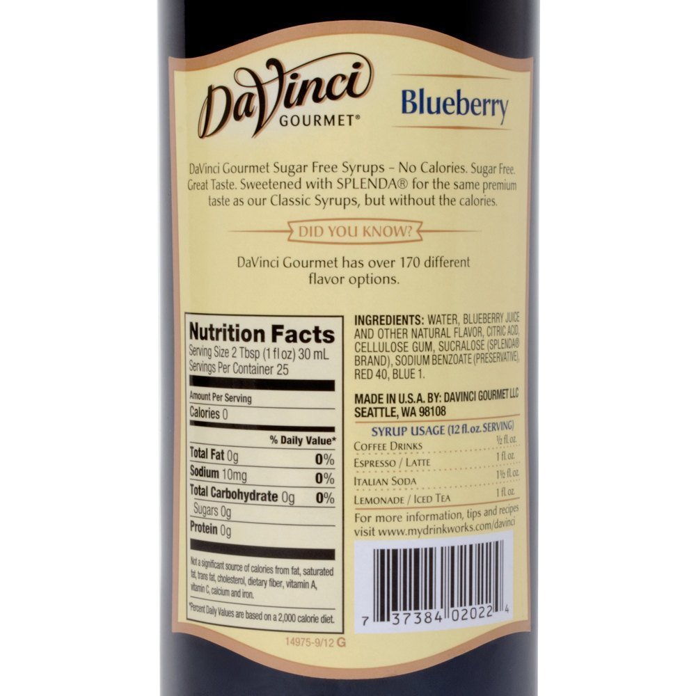 Da Vinci Sugar Free Syrup Nutritional Information Nutrition Pics