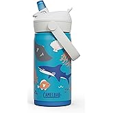 CamelBak Thrive Flip Straw Kids Bite Valve Stainless Steel Water Bottle Ocean Life, 12oz