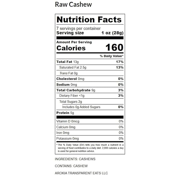 AROKIA RAW WHOLE CASHEW NUTS (7OZ) LARGE WHITE UNSALTED UNROASTED CASHEW NUTS – VEGAN UNROASTED HIGH PROTEIN SNACKS PERFECT FOR HIKING AND ROAD TRIPS, SNACKS FOR LUNCH AND SCHOOL
