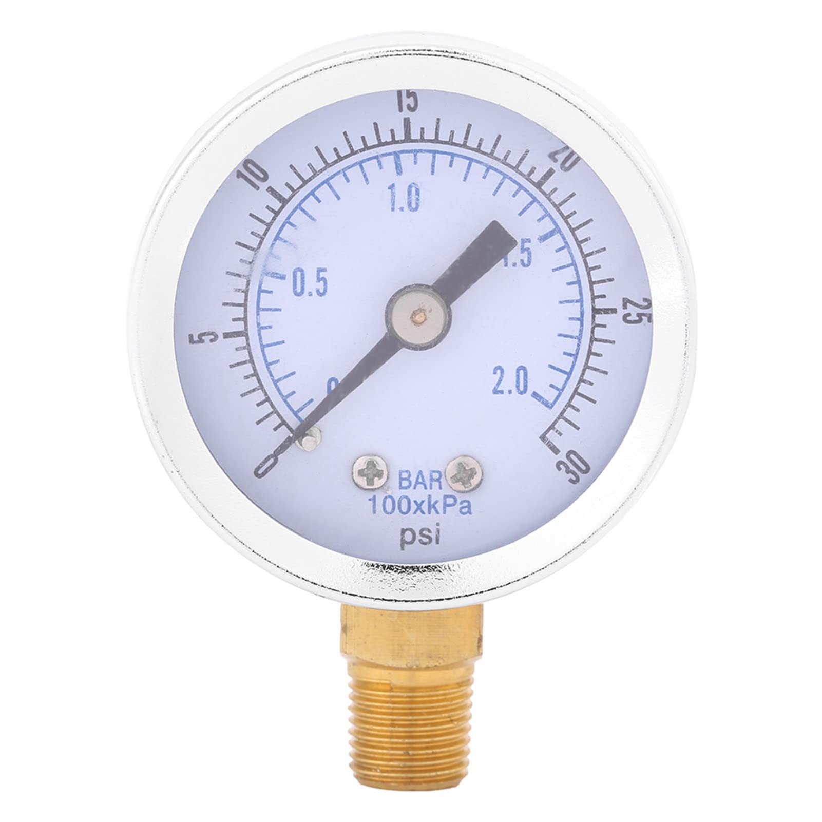 Hilitand Mini Dial Hydraulic Pressure Gauge for Water Oil Fuel 0-30psi/ 0-2bar Bottom Mount (0-2 bar/0-30psi 1/8 BSPT)