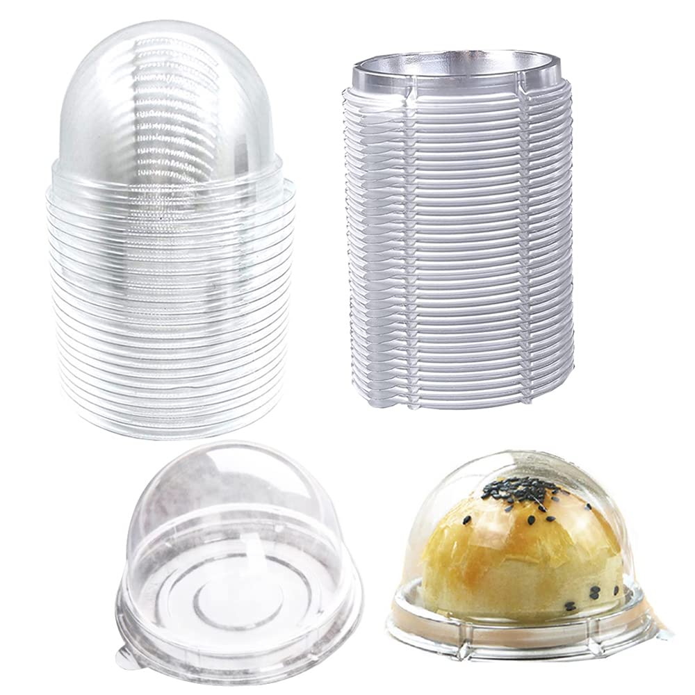 Photo 1 of EchoDone 50 Set Clear Plastic Mini Cupcake Boxes Muffin Pod Dome Muffin Single Container Box Wedding Birthday Gifts Boxes Supplies (Silver)