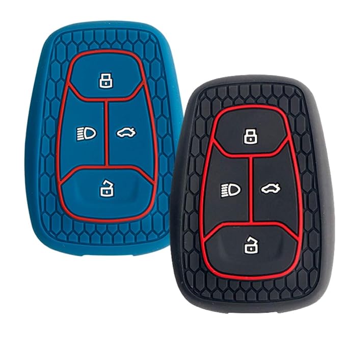Keycare® Silicone Key Cover Combo for Tata Nexon, Harrier, Tigor BS6 Smart Key (Push Button