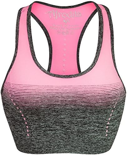 Afrodita Women's Active Sports Racerback Yoga Bra (L/XL, Pink)