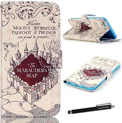 6S Case, iphone 6S Wallet CASE - Hogwarts Marauder's Map Pattern Premium PU Leather Wallet Case Stand Cover with Card Slots Cash Compartment for Apple iphone 6 iPhone 6S + CoolGiftCase Stylus