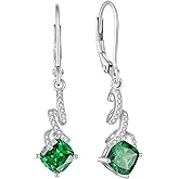 TIMFROZ Women Earrings 925 Sterling Silver Swirl Twist Leverback Dangle Drop Round Square Cubic Zirconia Earrings Birthstone For Women Mother's Day