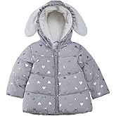Rokka&Rolla Baby Girls' Water-Resistant Soft Mini Fur Lined Puffer Jacket Winter Coat for Newborn Infant Toddler