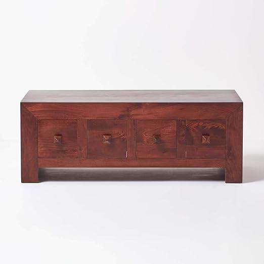 Homescapes Dakota Media Unit Trunk Coffee Table With 8 Drawers