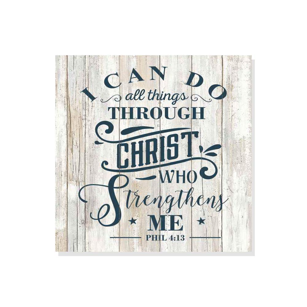 Chico Creek Signs I can do All Things Through Christ Rustic Looking Faith Wood Sign Wall Décor 8 x 8 Wood Sign B3-08080062036