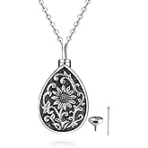 Fryneauy Sterling Silver Flower Celtic Tree Life Cremation Urn Pendant Necklace for Women US2