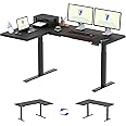 FLEXISPOT L Shaped Standing Desk 71 x 48 Inch Dual Motor Computer Electric Corner Desk Sit Stand Up Desk Height Adjustable Desk Home Office Table with Splice Board, Black