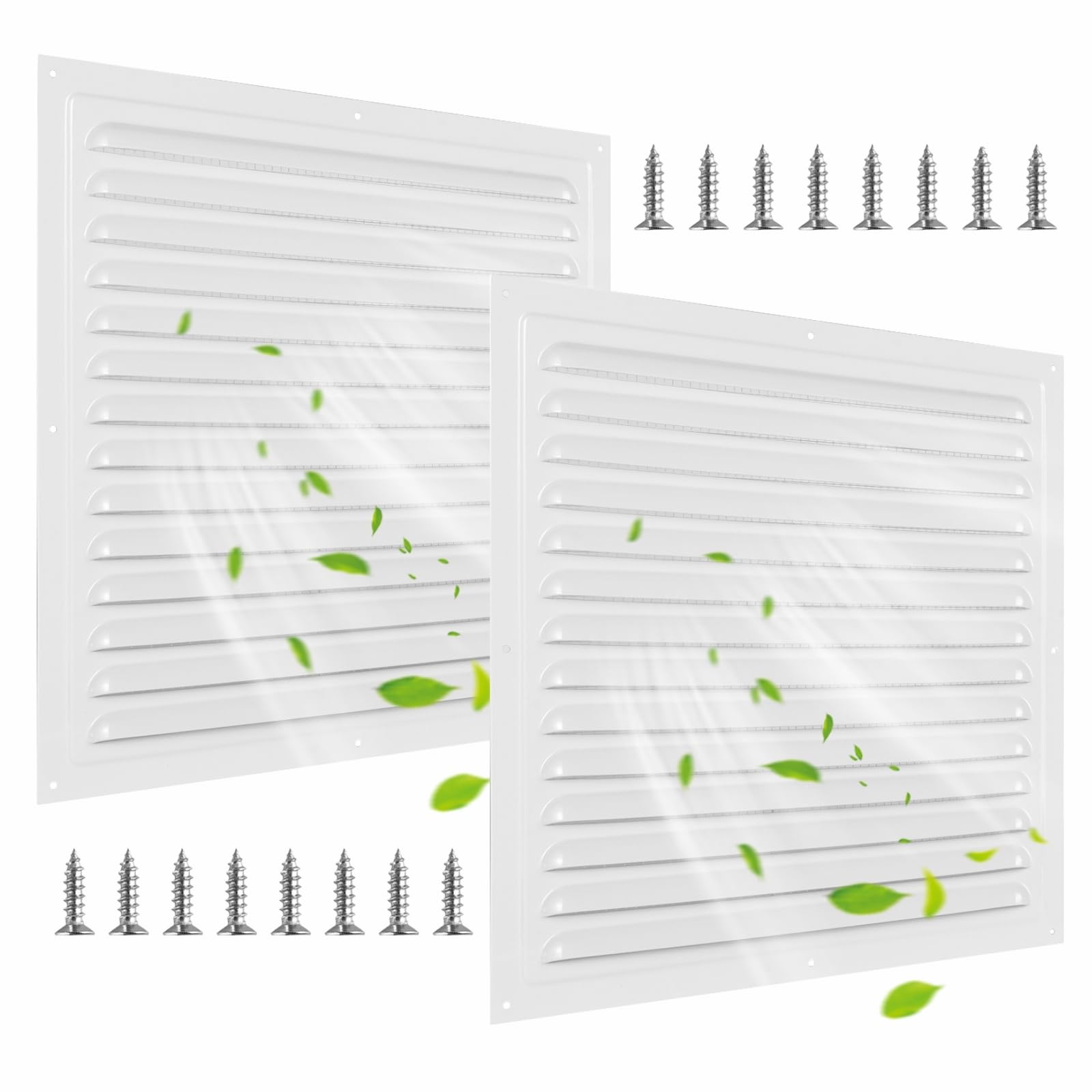 Photo 1 of 2PCS Wall Vents with Screen Mesh Aluminum Alloy Gable Vent Durable Shed Vent Square Vent Grille with Screws for Garage House Ceiling (White, 12"x12")