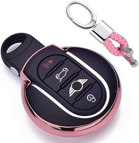 Rosado Funda de TPU Suave para Llave + Llavero para Coche BMW Mini ...