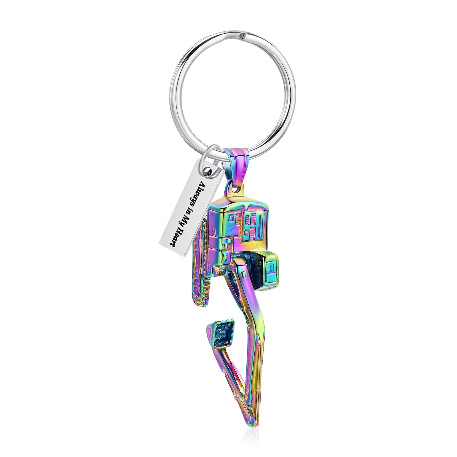 AIWENXI Excavator Urn Keychain for Ashes for Men Cremation Jewelry Urn Keychain for Pets Ash Pendant Keychain