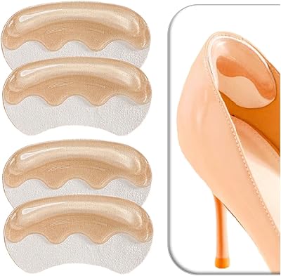 VivoFoot 2 Pairs Anti-Slip Heel Grips Gel Leather Back Cushions Beige