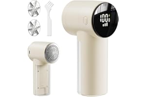 Rechargeable Fabric Shaver antime Electric Lint Remover Lint Shaver with Digital Display, Sweater Shaver with 6-Leaf Blades, 3 Speeds Defuzzer for Removing Fuzz from Clothes, Furniture, Blanket