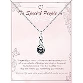 KANNSOAR Tahitian Black Pearl AAAA 18K White Gold Plated Sterling Silver Infinity Celtic Knot Pendant Necklace for Women Wife Mom Girlfriend Her Jewelry Gift for Anniversary Birthday Christmas