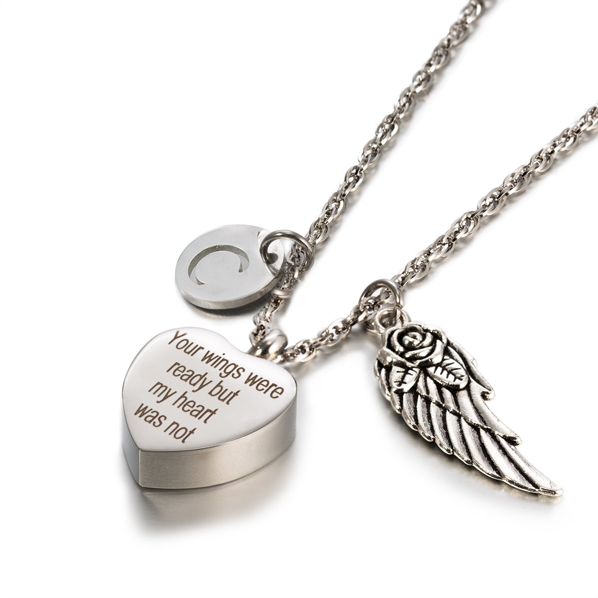 Glimkis Angel wings Cremation Jewelry Ash Locket Heart Memorial Ash