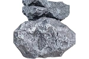 fiskenet 3D Foam Stone Meteorite Fake Meteor Outdoors Simulated Stones 1pc Decoration Rockery Landscaping (Grey,15.7")
