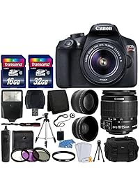 Canon EOS Rebel T6 Digital SLR Camera with 18-55mm EF-S f/3.5-5.6 IS II Lens + 58mm Wide Angle Lens + 2x Telephoto Lens + Flash + 48GB SD Memory Card + UV Filter Kit + Tripod + Full Accessory Bundle
