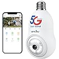 wansview 2K Light Bulb Security Camera-5G&2.4G WiFi 360° Security Cameras Wireless Outdoor/Indoor for Home Security, Color Night Vision, 24/7 Recording, Auto Tracking, Siren Alarm, Works with Alexa
