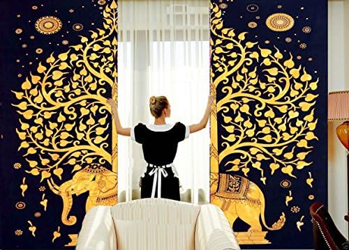 Elephant Tapestry Boho Curtains Window Curtain Window Treatment Panels Set Large Full Window Cover Decorative Elegant Curtains