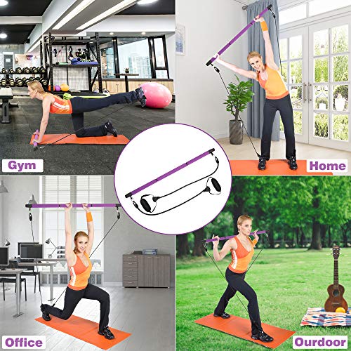 Barre Pilates Portable Avec Résistance - Pour Yoga, Étirement Et Fitness - 91cm