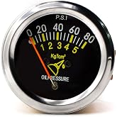 2" 52mm Universal 12V DC Mechanical Pointer Auto Car Oil Pressure Gauge 0-80 PSI Black Face Oil Press Meter