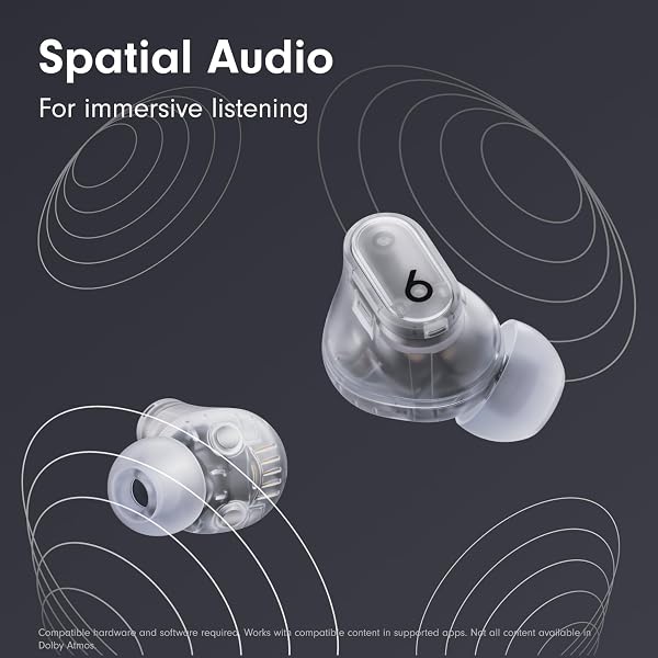 BEATS STUDIO BUDS + | TRUE WIRELESS NOISE CANCELLING EARBUDS, ENHANCED APPLE & ANDROID COMPATIBILITY, BUILT-IN MICROPHONE, SWEAT RESISTANT BLUETOOTH HEADPHONES, SPATIAL AUDIO – TRANSPARENT