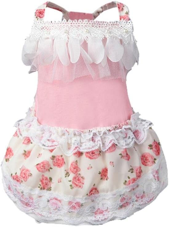 OOEOO Dog Cat Tutu Dress Lace Skirt Pet Puppy Floral Princess Costume Apparel Outfits