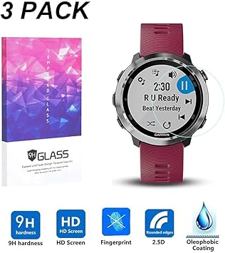 LUXACURY Garmin Forerunner 645 / 645 Music Protector Pantalla, Cristal Vidrio Templado Protector de Pantalla Garmin Forerunner 645/ Garmin Forerunner ...