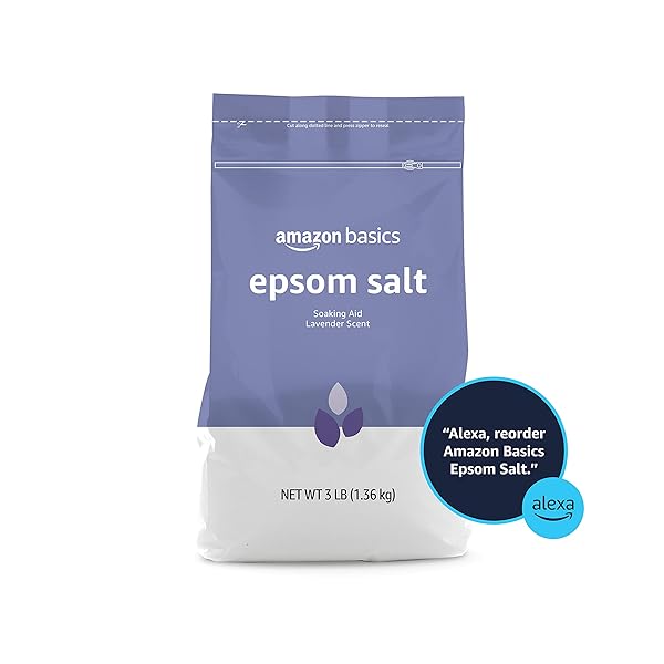 AMAZON BASICS EPSOM SALT SOAKING AID, LAVENDER SCENTED, 3 POUND, 1-PACK (PREVIOUSLY SOLIMO)