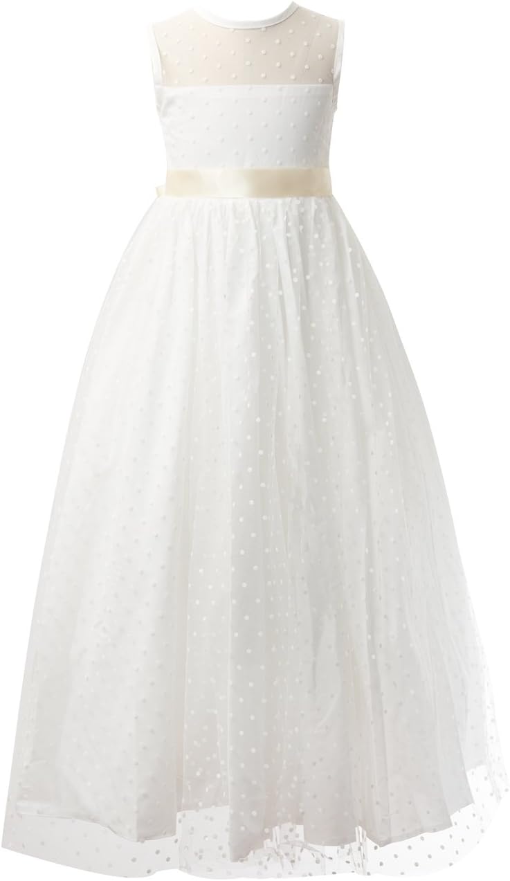 Miama Polka Dot Tulle Wedding Flower Girl Dress Junior Bridesmaid Dress