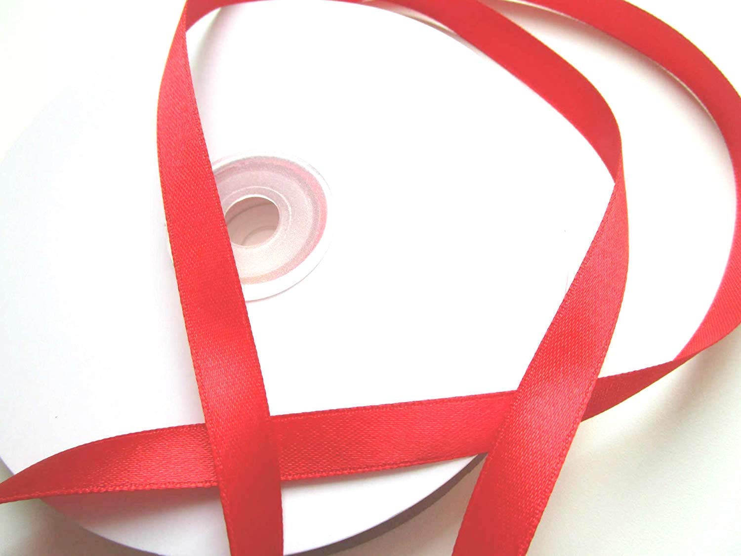 50 m x 10 mm Satin Ribbon Red