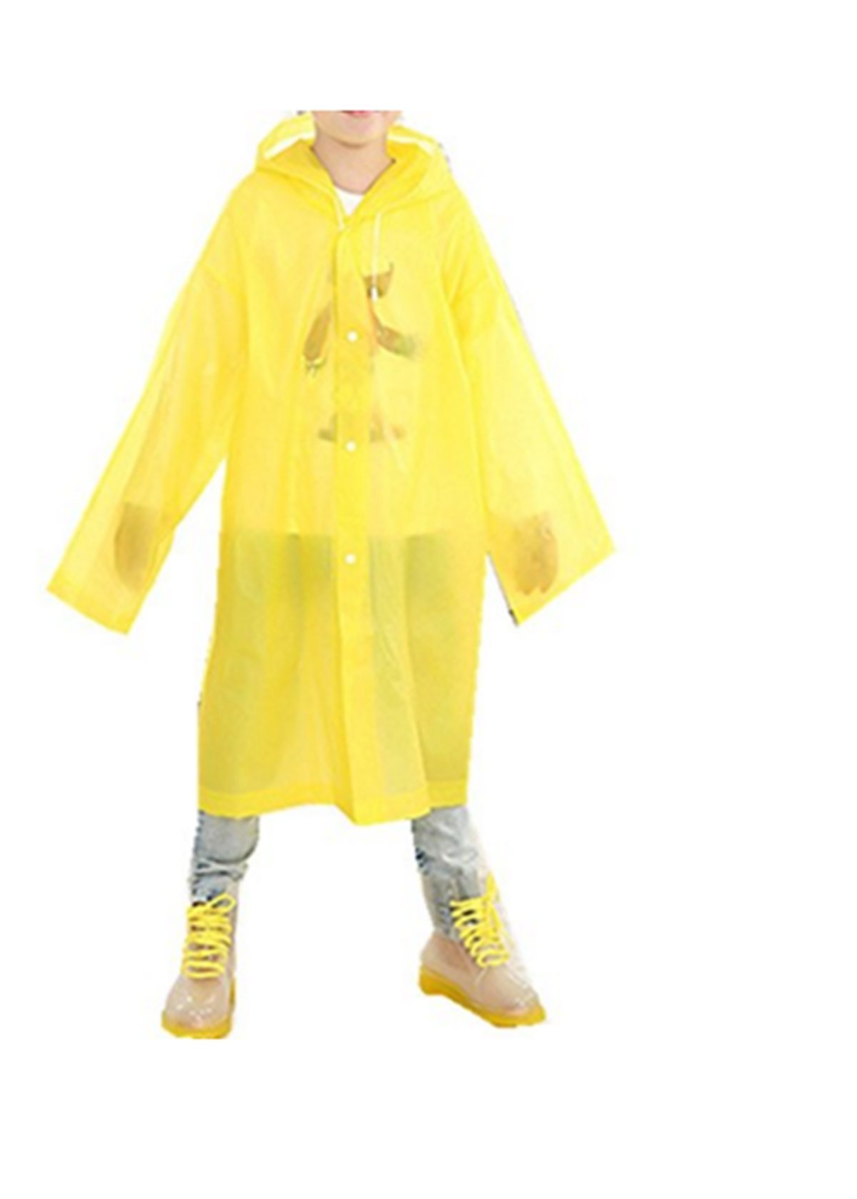 Taiduosheng Taiduosheng Age 6~12 Kids Hooded Jacket Rain Raincoat Cover Long Rainwear Yellow(Size: One Size)