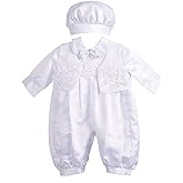 Lito Angels Baby Boys' Christening Baptism Outfit Romper Formal Wear Embroidery Cross Vest 3 Piece Set 007