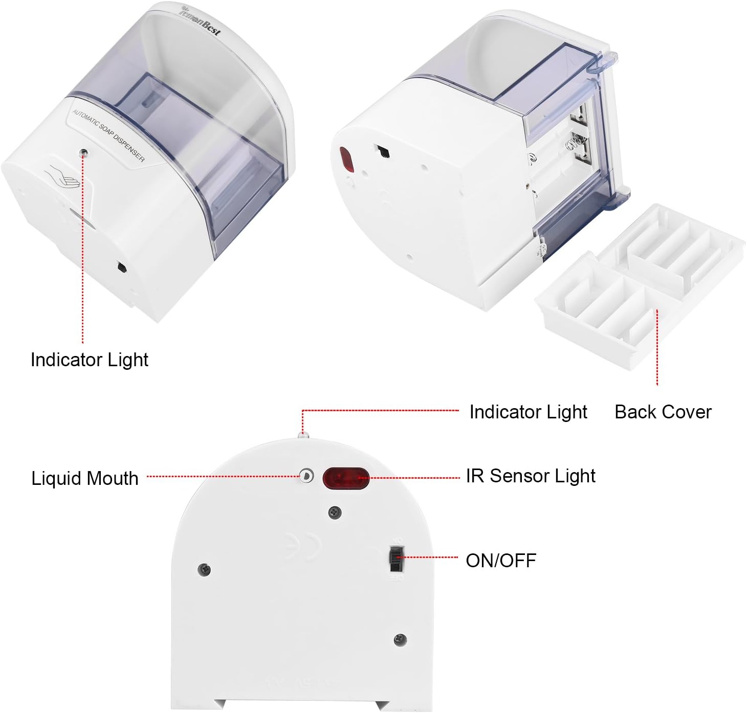 LemonBest Wall-Mount Soap Pump No Touch Automatic Sensor Soap Dispenser Infrared Sanitizer Pump 600ml: Home & Kitchen